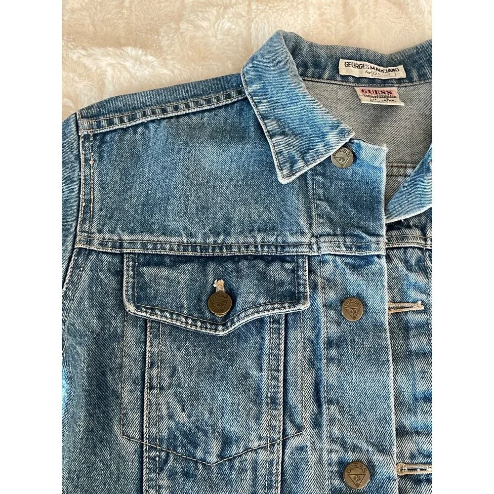 Vintage GUESS George Marciano Denim Trucker Jacket 90's Youth Unisex - Picture 4 of 10